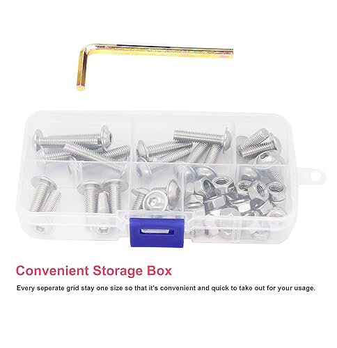 Miniatura 7 de cSeao Kit de 50 tornillos de cabeza de botón con brida M6, M6 x 0.394in, 0.591in, 0.787in, 0.984in, 1.181in, acero inoxidable 304 18-8, unidad de