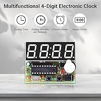 Vista 4 de MiOYOOW Kits de reloj digital de 4 dígitos con PCB, kit de proyecto de soldadura de reloj de alarma DIY para aprender soldadura electrónica