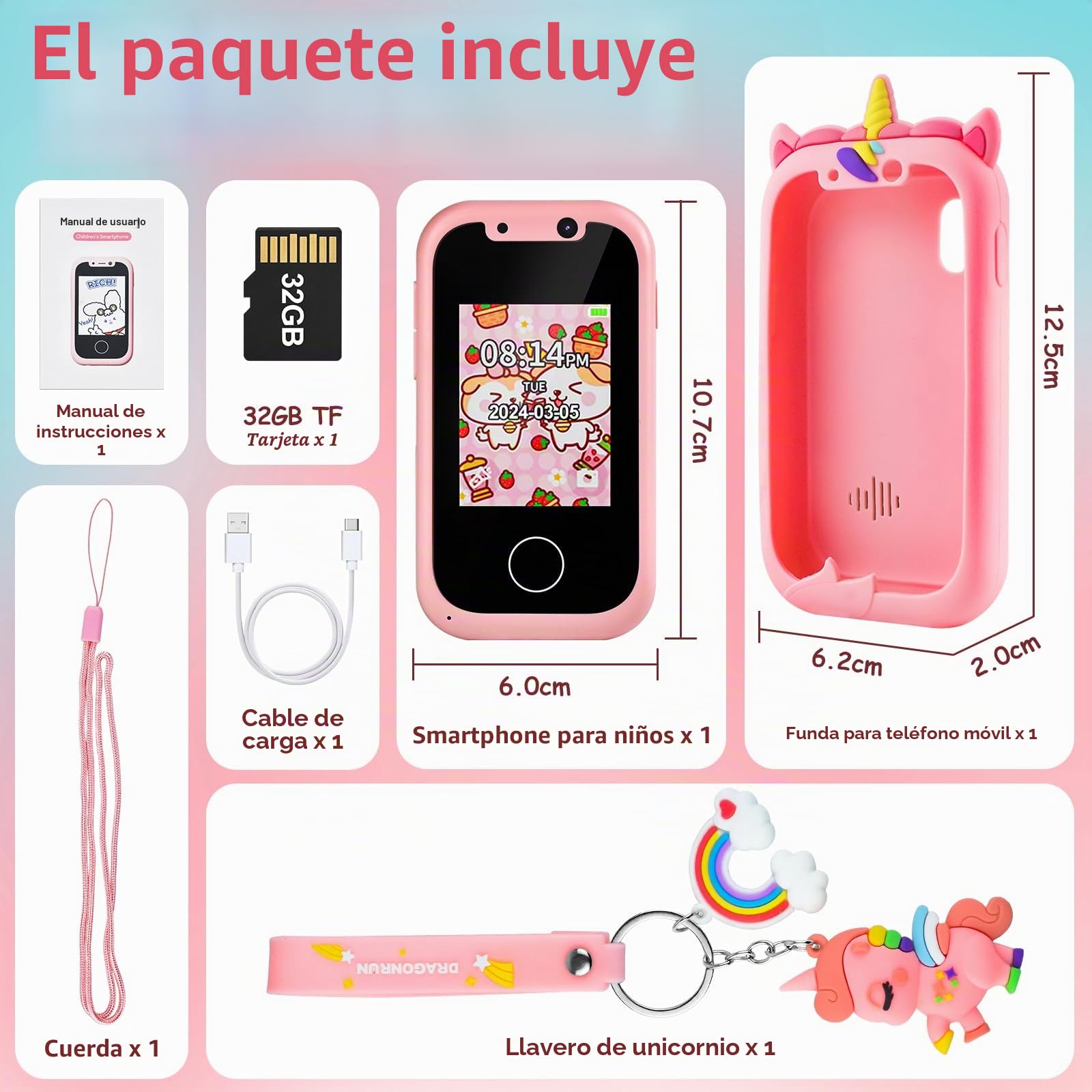 Movil Niños Smartphone Telefono para Niños Móvil Teléfono Moviles Telefonos para Niña Niños 2 3 4 5 6 7 8 9 10 11 12 Años