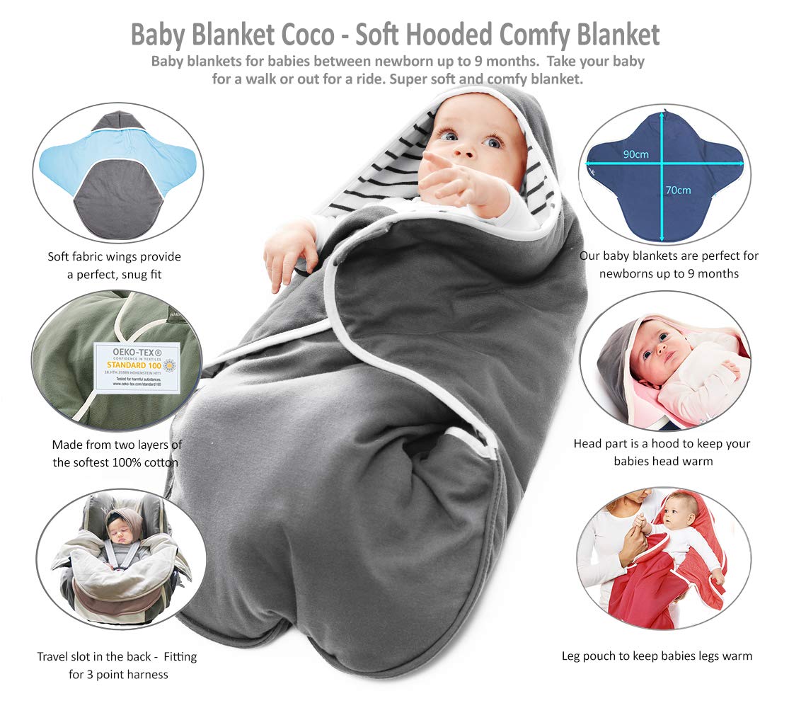 Wallaboo Baby Blanket Coco,Supersoft 100% Pure Cotton, Multi-Use for Pram or Car Seat and Travel, Newborn upto 10 months, Size: 35 x 28 inch, Color: Pink