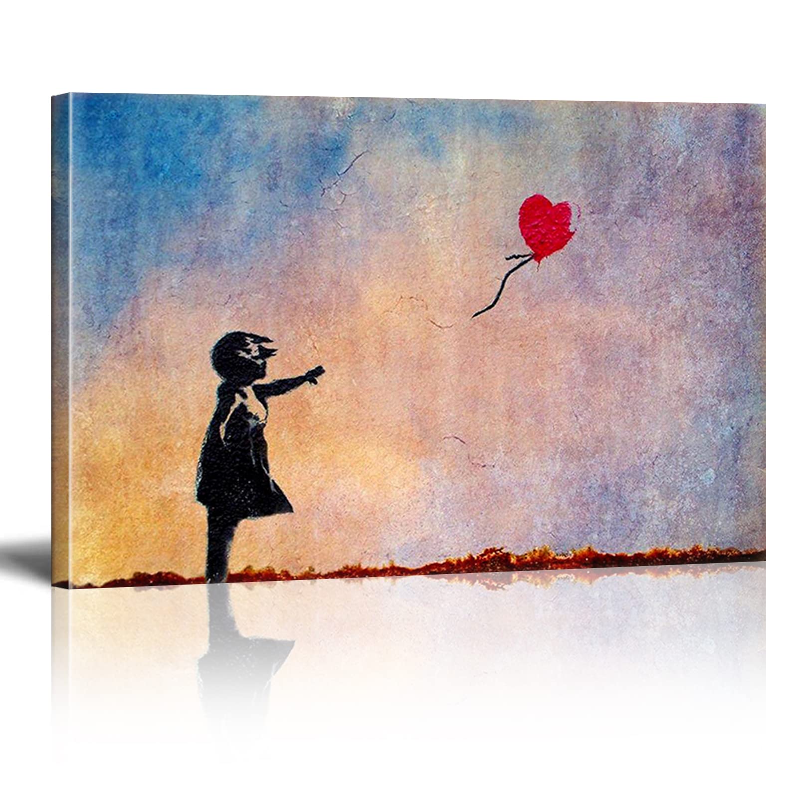 DQTUYIOP Banksy Canvas Wall Art for Living Room Bedroom Red Balloon Heart 60x80cm Large Wall Art Inspirational Quotes Paintings Artwork Classic Street Artwork Hallway Stair Decorations