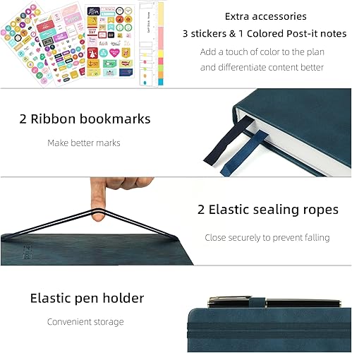 Miniatura 2 de Ospelelf Agenda de cuero 2024, calendario 2024, planificador de 12 meses, 8.5 x 11 pulgadas, de un vistazo, planificador semanal mensual 2024,