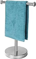 Vista 10 de Soporte para toallas de mano, base de mármol natural en forma de T, toallero de dedos, resistente al óxido (níquel cepillado)