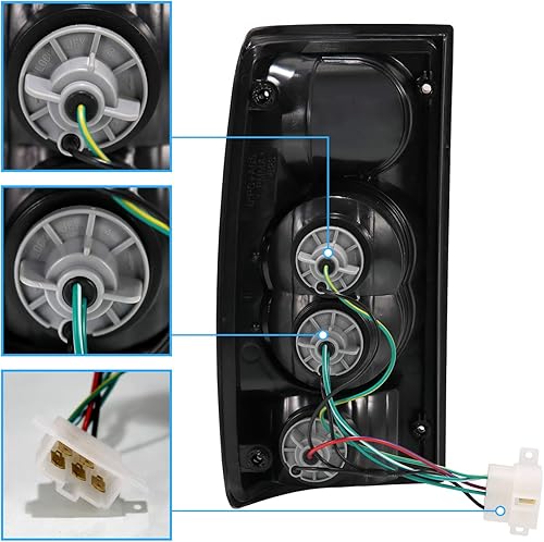 Miniatura 6 de AmeriLite para camioneta Toyota Pickup Hilux 1989-1995 juego de luces traseras de repuesto estilo Euro, color negro par - lado del pasajero y lado