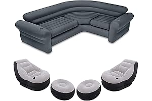Intex Inflatable 2-in-1 Corner Living Room Sofa with Lounge Chairs and Ottomans