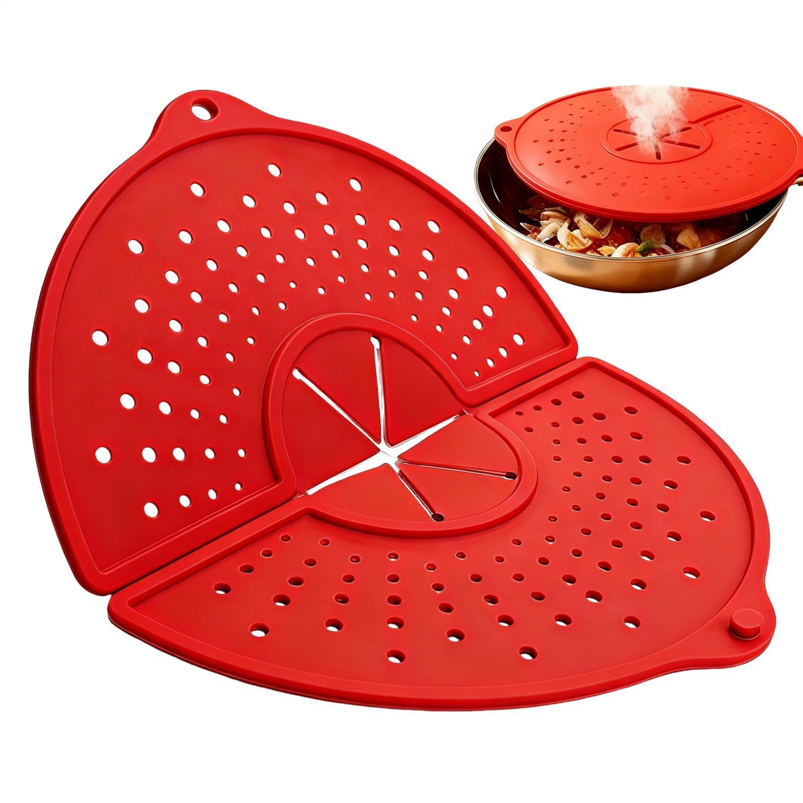 Sartén con protector de silicona plegable y tapa antigrasa giratoria para cocina