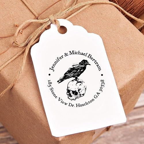 Miniatura 3 de Sello de dirección de esqueleto de cuervo personalizado, sellos de boda autoentintados