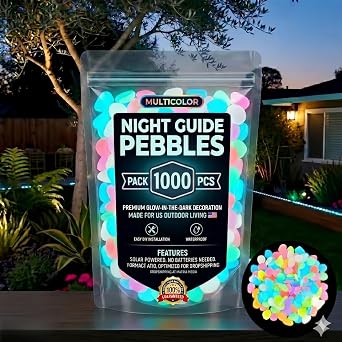 Colorful Glow-in-The-Dark Garden Stones, Glow in The Dark Garden Pebbles,Beautiful Luminous Stepping Stones Glow Rocks for Landscaping Fish Tank Aquarium Walkway Driveway Yard Decor 1000Pcs