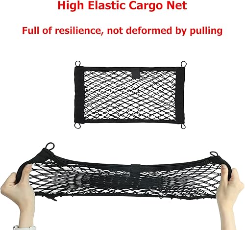 Miniatura 4 de KAFLLA Paquete de 2 redes de carga pequeñas para maletero, RV, barcos, cámperes, 21 x 9.8 pulgadas, malla elástica de almacenamiento con 4 tornillos