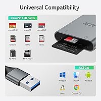 Vista 7 de Acer lector de tarjetas SD, adaptador de tarjeta de memoria Micro SD a USB A 3.0, adaptador de aluminio de doble ranura SD a USB para computadora