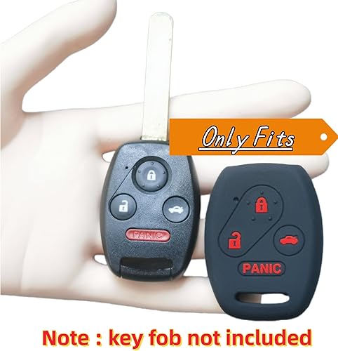 Miniatura 2 de 2 llaveros de silicona para Honda Accord Civic CR-V Element Pilot 2003-2015 3+1 botones (negro con rojo)