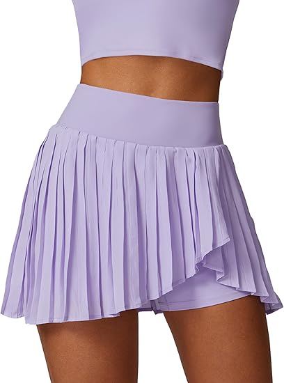 SEAUR Tennisrok voor dames, met broek, geplisseerd, sportrok, golfrok, tennis, skort, sport, looprok met 1 zak, workout en hardlopen, minirok - S- XL, zwart, S