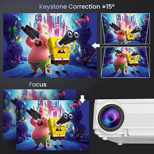 Miniatura 7 de Mini proyector, proyector Bluetooth mejorado 1080P Full HD Proyector de video de cine en casa, proyector de películas portátil compatible con TV