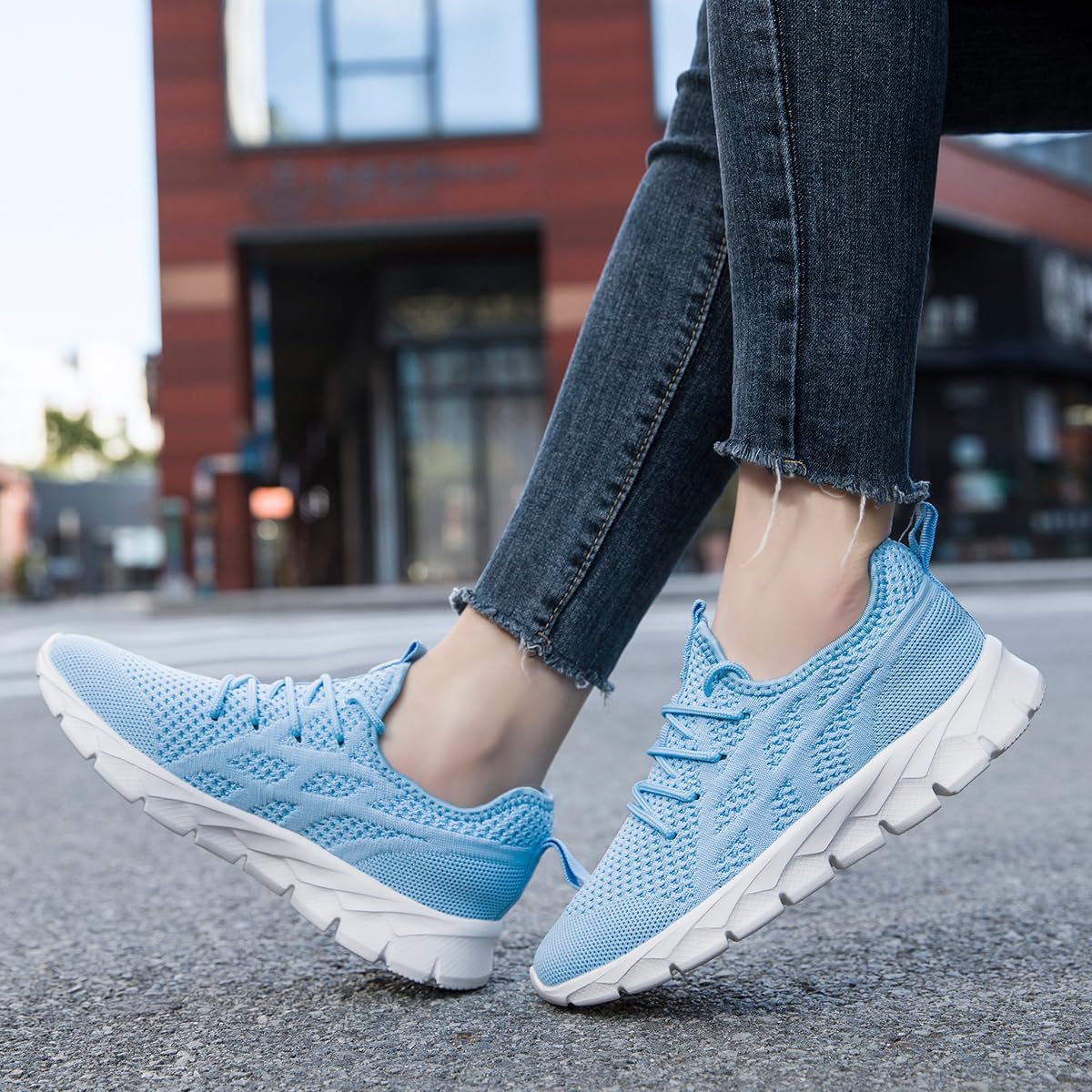 Women's Running Shoes Walking Tennis Shoes Sneakers for Women Comfortable Lightweight Athletic Lace Up Gym Casual Fashion Fitness Sports Soft Sole Mesh Light_Blue Size US 9 - Image 6