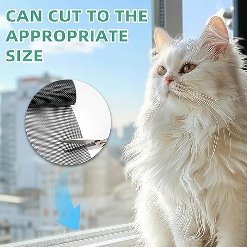 Miniatura 5 de Malla de Reemplazo para Ventana a Prueba de Mascotas, 39" x 100" Empaque Enrollado Engrosada Mejorada Malla Mosquitera Color Carbón DIY