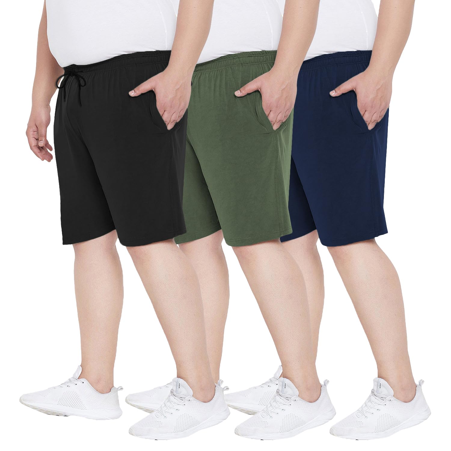 West Gate Clothing Plus Sizes Men's Cotton Knee Length Shorts | Casual and Night Wear Mens Shorts Pack of 3-picture-54