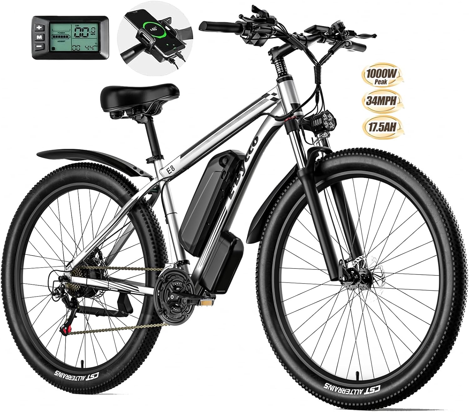 E·Bycco 29” Electrical Bike for Adults, 48V 17.5AH Battery, 750W Peak 1000W Electrical Mountain Bike, As much as 70 Miles 34MPH Ebike with 21-Pace, Electrical Bicycle E-Bike for Commuter, UL 2849 Licensed