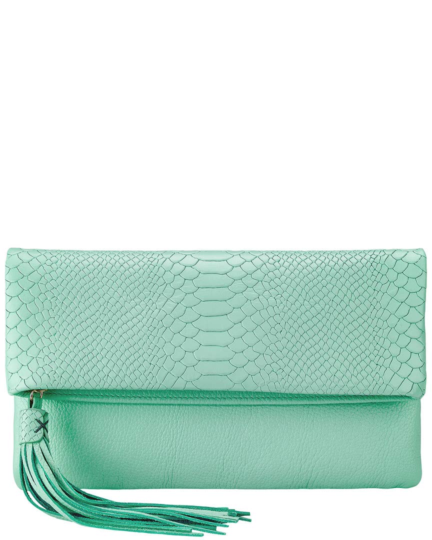 GiGi New York Handcrafted Womens Leather Python-Embossed Stella Clutch