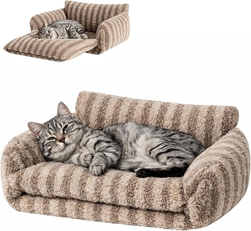 Miniatura 20 de Hollypet Cama para gatos, mullida, multifuncional, de doble capa, suave para mascotas, sofá ortopédico para gatos y perros pequeños, color rosa (21