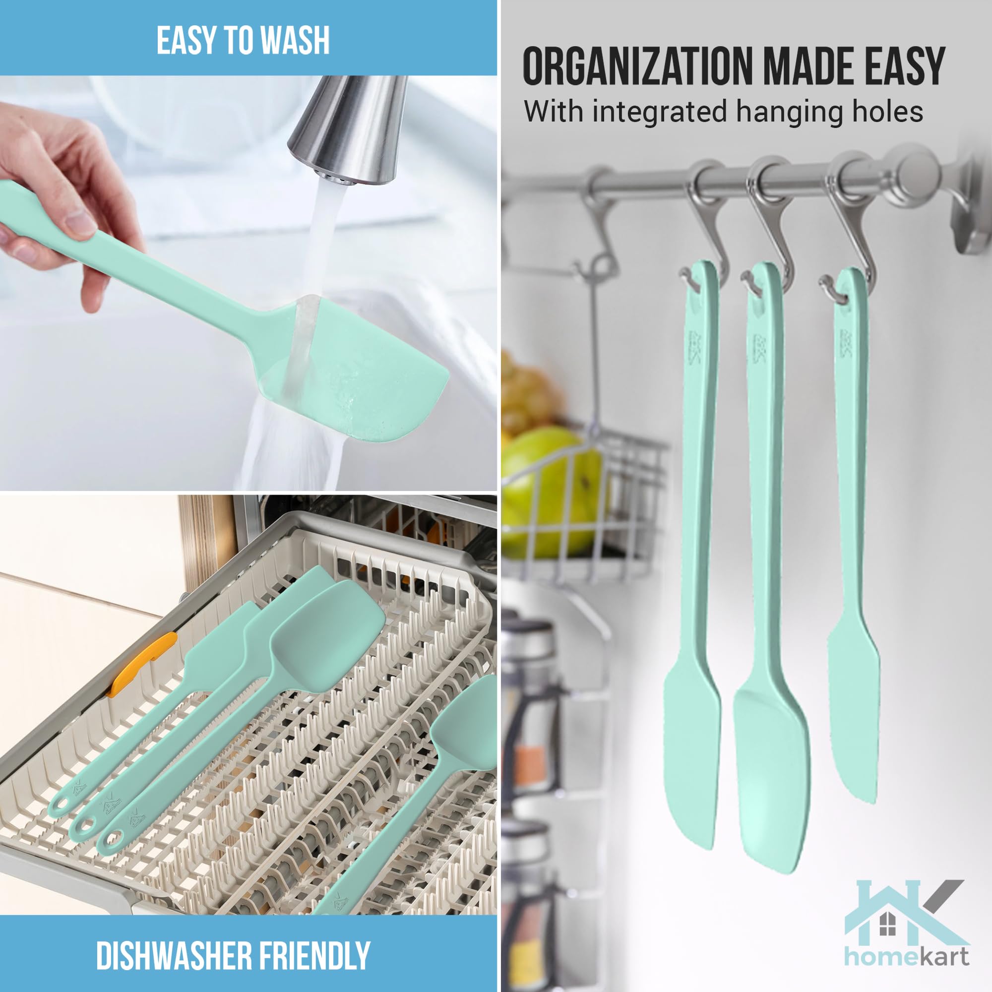 HOMEKART Juego de espátulas de silicona – Espátulas de cocina de goma para hornear, cocinar y mezclar, resistentes al calor y sin BPA, espátulas de silicona para utensilios de cocina antiadherentes,
