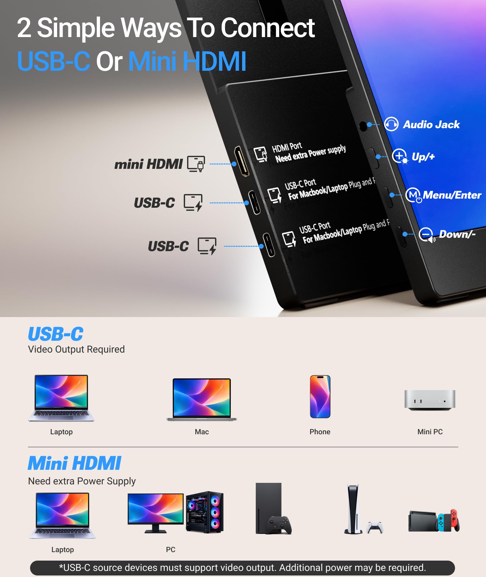 Amazon.com: Ingnok Portable Monitor for Laptop,15.6 Inch USB C