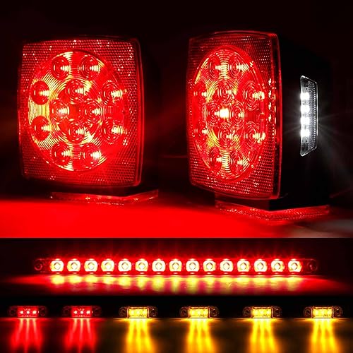 Miniatura 2 de Cyfie Kit de luces LED para remolque, luces de remolque superbrillantes de 12 V con arnés de cableado de 25 pies, 6 luces de marcador de freno de