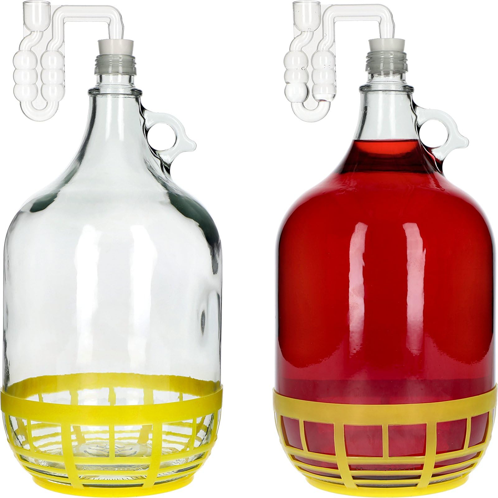lilawelt24 6X 5L Flasche + Gummistopfen + Gärröhrchen Gärballon Set Weinballon Gärbehälter/brauen Wein Machen