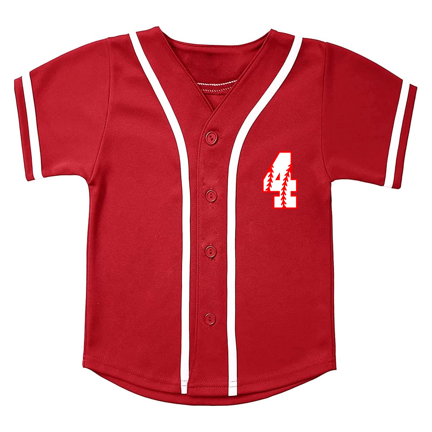 Kids Baseball Jersey and Socks 2pcs Set of Toddle Softball Shirt Boys and Girls 2-4 Years Old Birthday Outfit (Red-4,4T,4 Years)