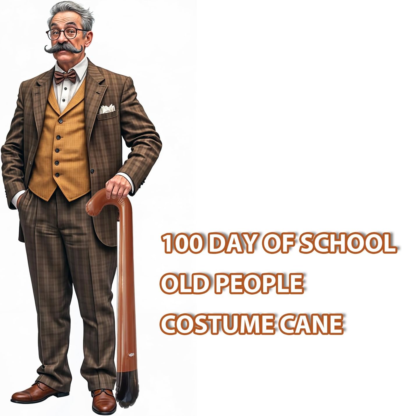 2 Pcs Brown Old Man Inflate Cane 100 Day School Costume Accessory Walking Stick