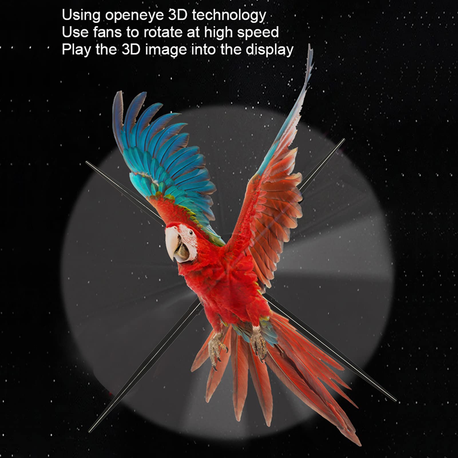3D Hologramm Ventilator, 100cm 3D Holografische Werbung Maschine, Naked Eye Holographic Projection Fan für Party (US-Stecker)