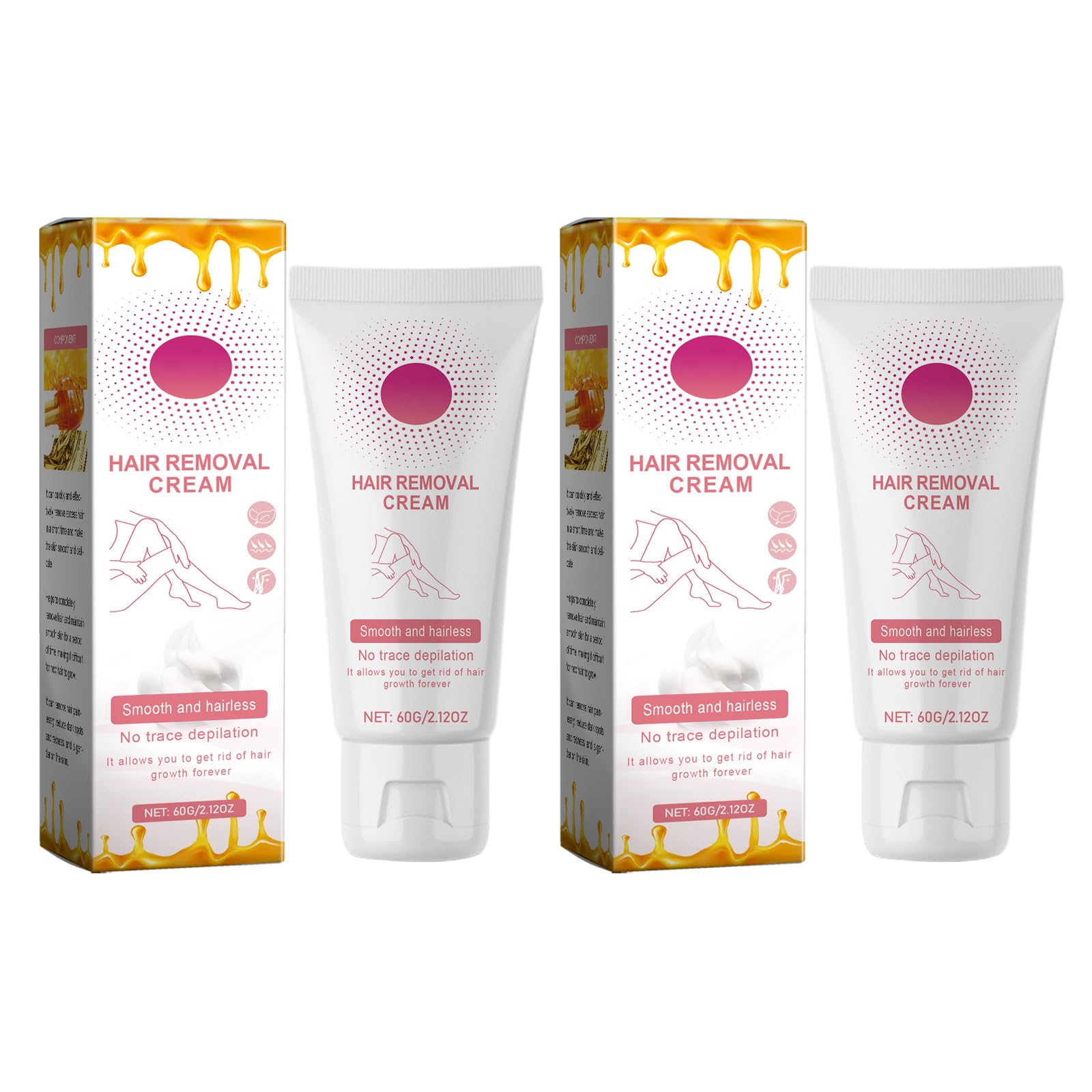 2 Piezas Crema Depilatoria Corporal para Hombres y Mujeres, Crema Depilatoria Piel Sensible, para una Hidratación Suave, Para Cara, Brazos, Piernas y Axilas, Hair Removal Cream, 03