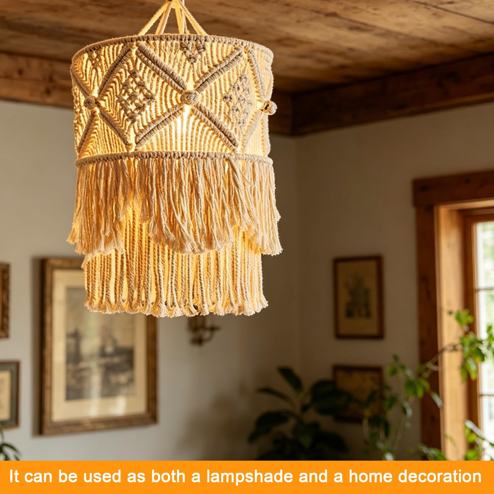 Makramee-Lampenschirm, Hand Gemachte Lampenschirm Zum Aufhängen, Makramee Lampenschirm, Boho Lampenschirm Zum Aufhängen Lampenschirms Böhmen Für Wohnzimmer Schlafzimmer Wanddeko