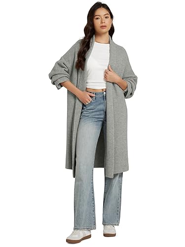 Women's Cardigan Sweater Longer Length Open Front Drape Coatigan Warm