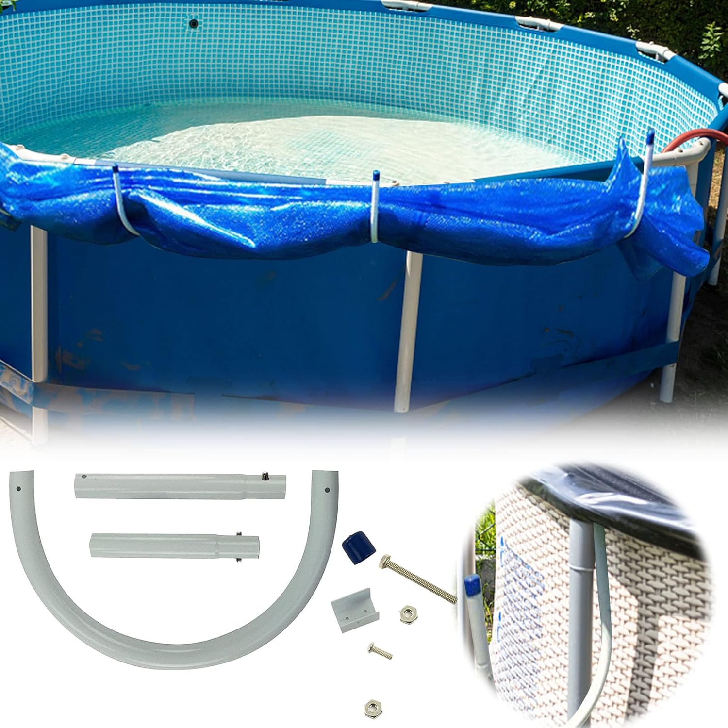 5Pcs Pool Solar Cover Holder UShaped Tube Set, Above