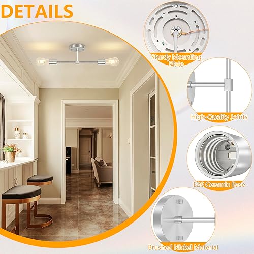 Miniatura 4 de FadimiKoo 2 luces de níquel cepillado para baño, accesorios de iluminación de baño plateados sobre el espejo, iluminación moderna de pared interior