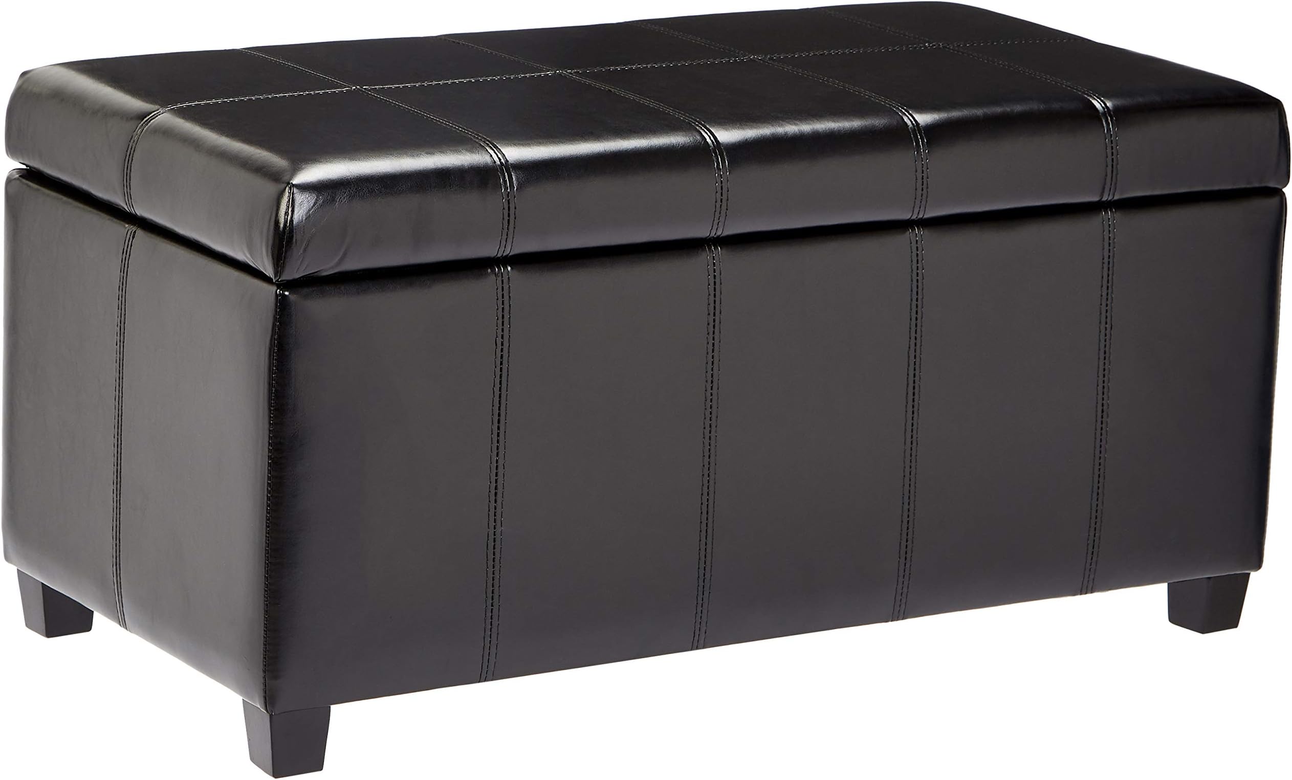 FIRST HILL FHW Bench Collection Rectangular Storage Ottoman, Midnight Black