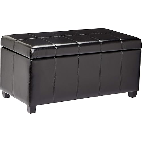 FIRST HILL FHW Bench Collection Rectangular Storage Ottoman, Midnight Black