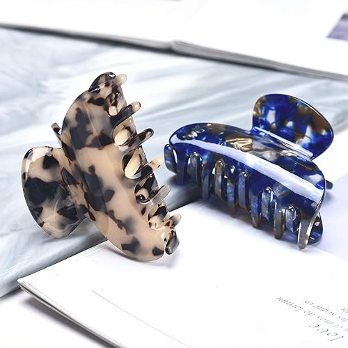 Vista 5 de 3 paquetes de pinzas de pelo medianas para mujer, pinzas de garra de tortuga, pinzas de celuloide con estampado de leopardo, pinzas para el cabello