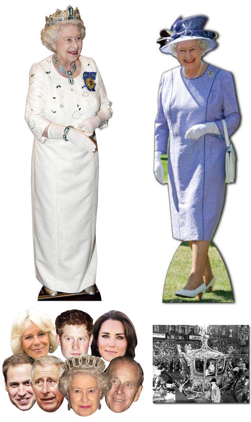 BundleZ-4-FanZ Party-Masken Set – Queen Elizabeth II Königlich, Mit 6x4 Starfoto (15x10 Cm)