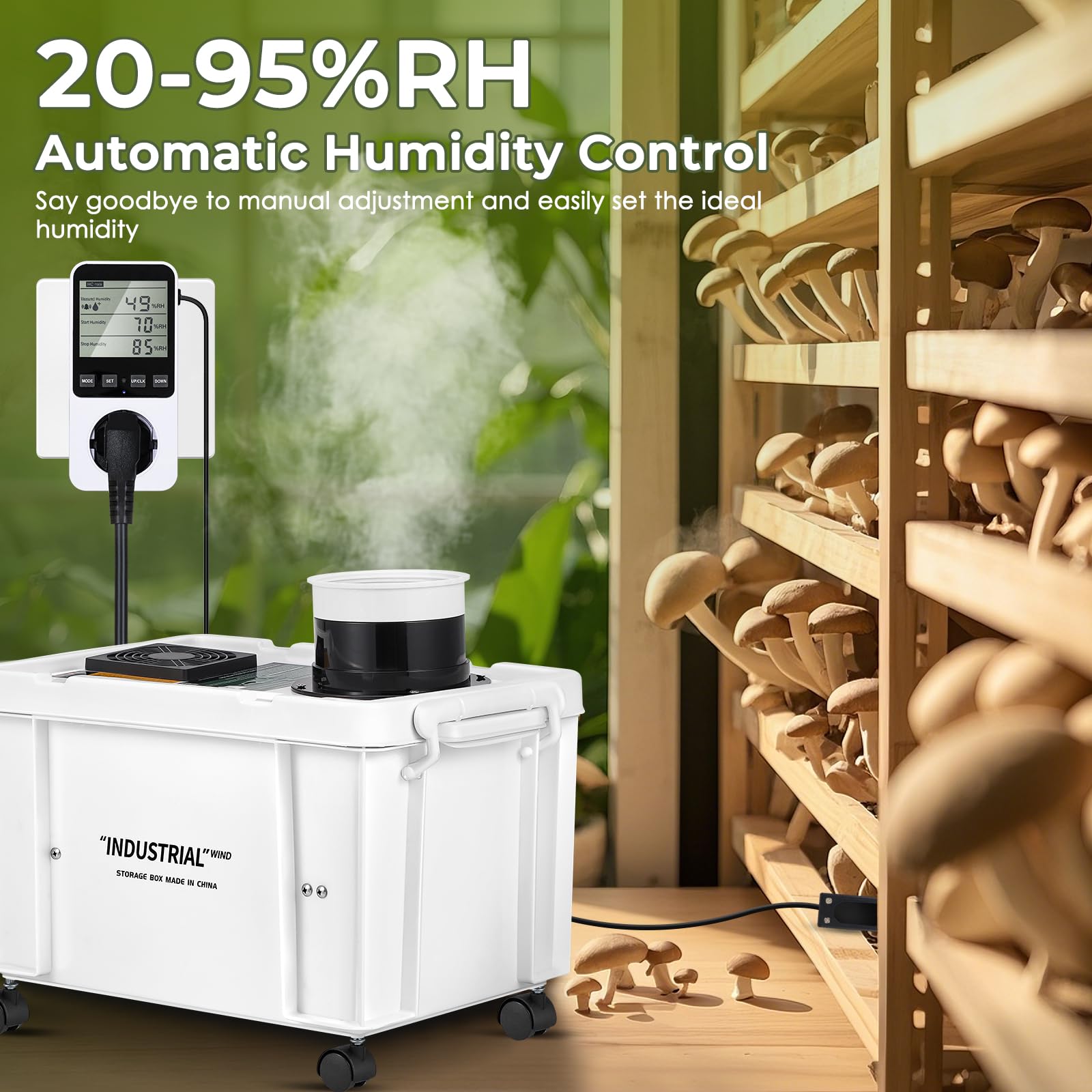 Mxmoonant Ultraschall Nebelmaschine 10L/H DIY Industriequalität | einstellbare Nebelmenge, automatische Wasserzufuhr, mit Feuchtigkeitsschalter für Werkstatt, Gewächshaus, Bauernhof