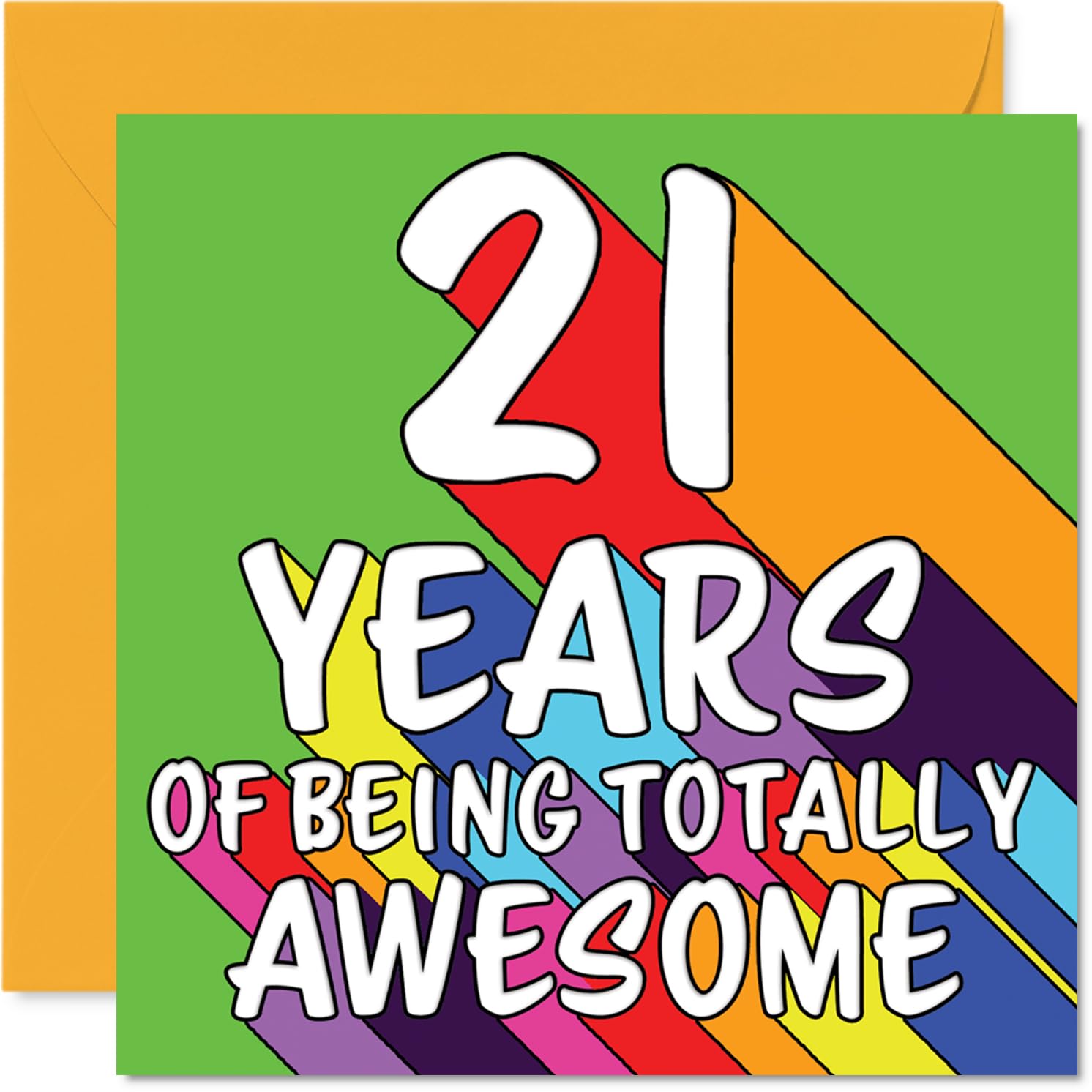 21st Birthday Cards for Women and Men, Rainbow Awesome