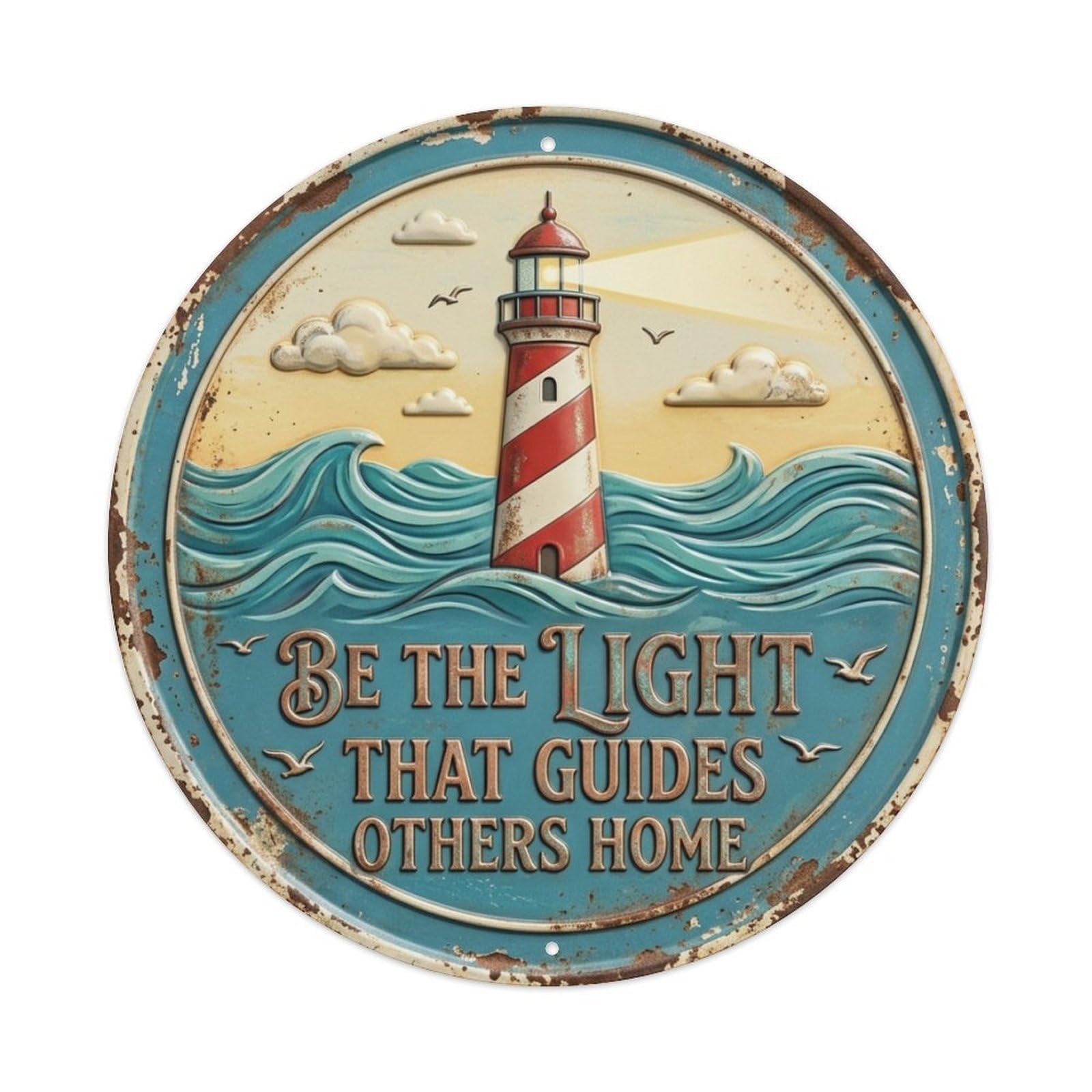 Lighthouse Beacon Entryway Vintage Metal Tin Sign Plaque Wall Decor for Cafe, Club Bar, Office, Garden Metal Poster 8x8Inch