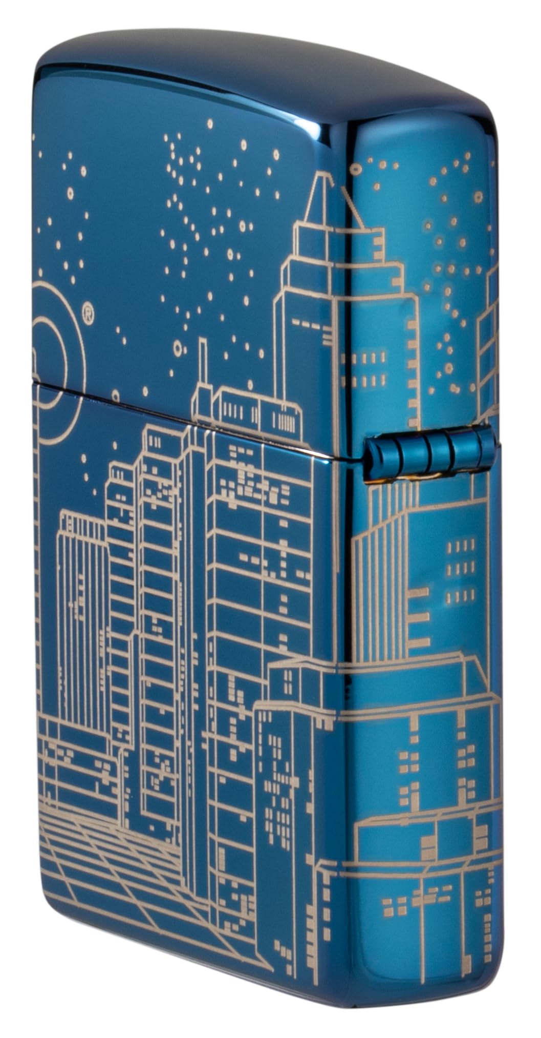 Zippo Sturmfeuerzeug Skyscraper High Polish Blue Laser 360° Nachfüllbar Windfest Made in USA
