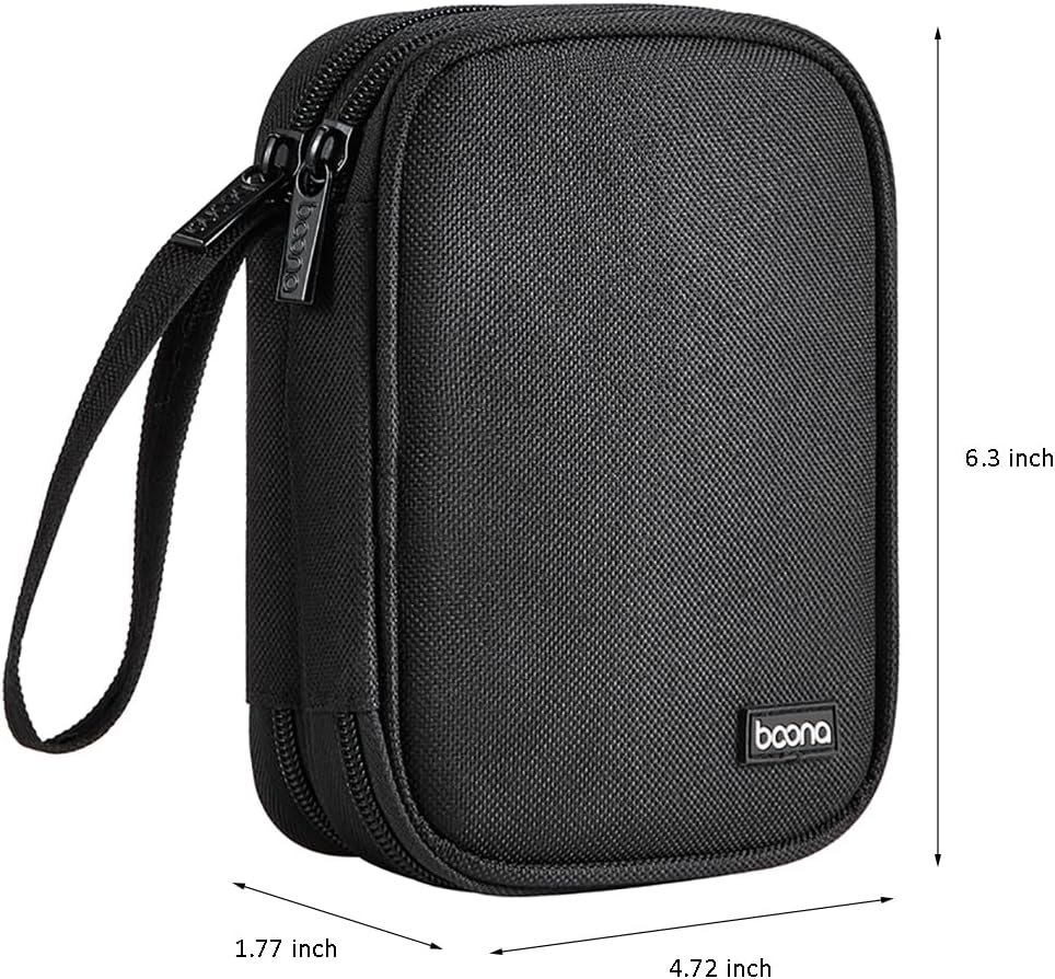 Dual Hard Drive Case Double Layers 2.5 inch External Hard Disk Storage Carrying Bag Waterproof Shockproof for Organizing HDD and Electronic Accessories Black