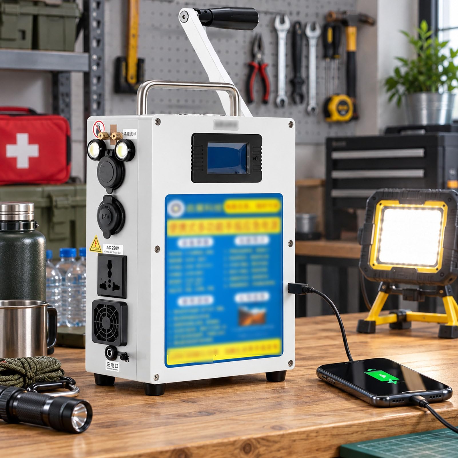 Generador De Manivela De 500 W, con Salida USB Y De 12 V 27AH/200W