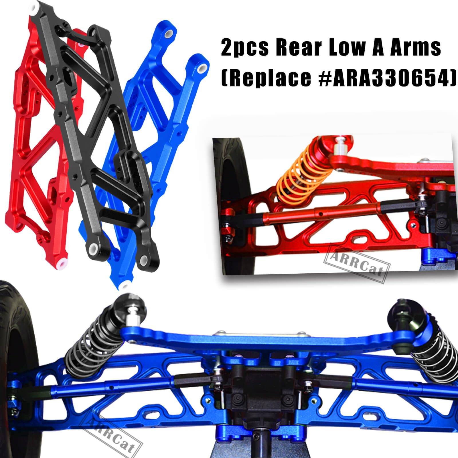 Aluminum Rear Lower Arms For Arrma KRATON/OUTCAST/NOTORIOUS 6S BLX - 1 Pair Set, Red Upgrade Parts