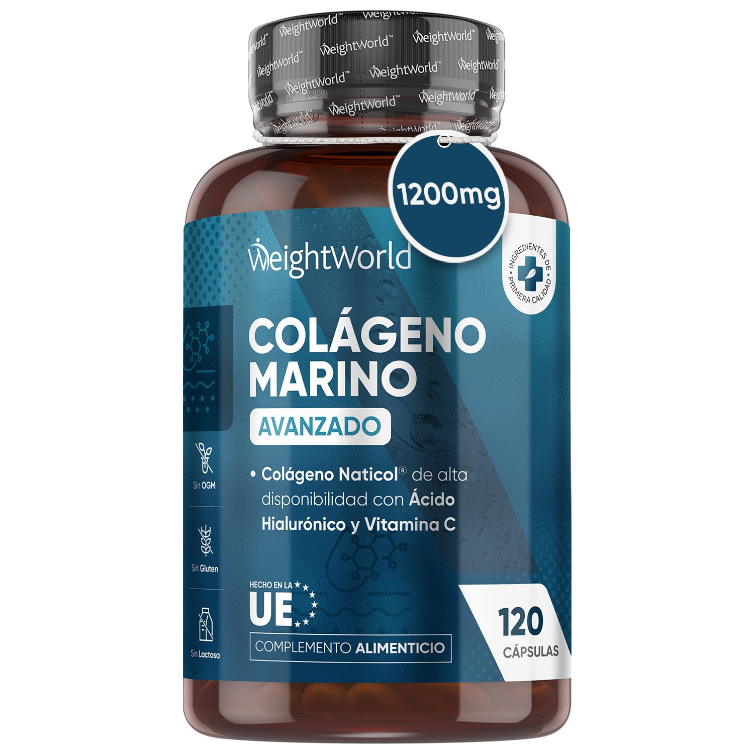 Colágeno Marino Hidrolizado Complex 1200mg - 120 Cápsulas | Con Ácido Hialurónico, Vitamina C, Zinc y Coenzima Q10 | Para Piel, Pelo, Articulaciones y Huesos | +1 Mes de Suministro de Alta Potencia