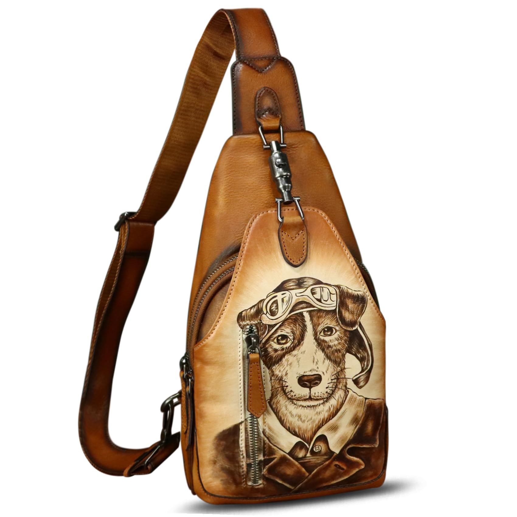 Genuine Leather Sling Bag for Men and Women Real Leather Shoulder Crossbody Bag Chest Bag Sling Backpack Purse