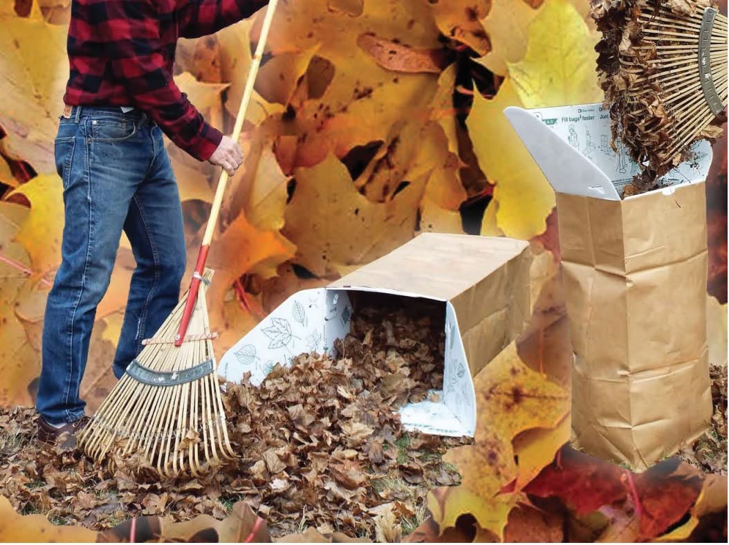 Leaf Bag Chute, Rake Leafs with Ease from Ground Directly Into Bag, Foldable, Waterproof, Durable, Made in The USA, Includes 1 Kraft Leaf Bag : Patio, Lawn & Garden