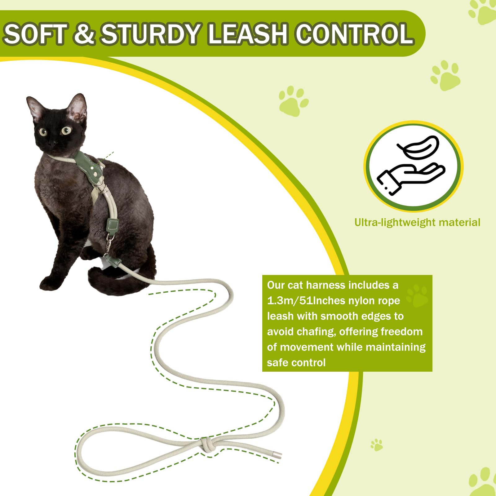 Katzengeschirr und Leine, verstellbar, ausbruchsicher, für Spaziergänge, atmungsaktiv, leicht und weich, für kleine bis große Katzen, Violett